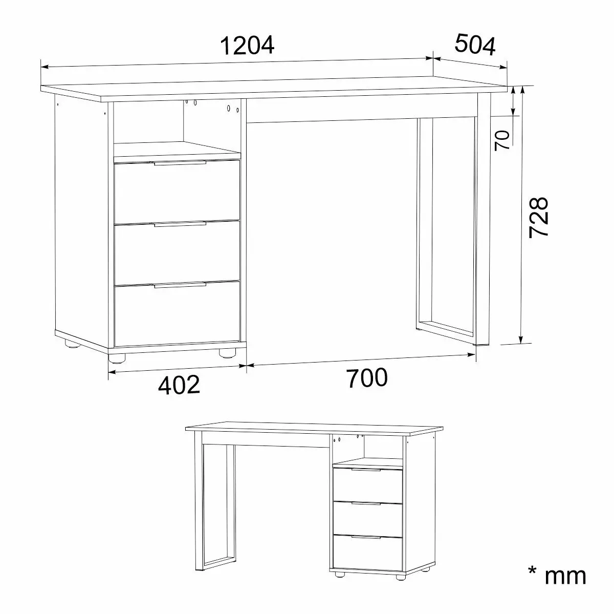 שולחן כתיבה דגם אורנוס – תמונה 5
